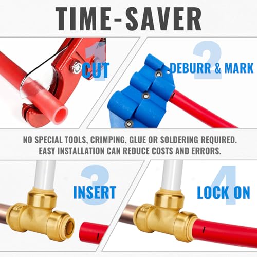 SUNGATOR 12-Pack 3/4 Inch Tee, Push-to-Connect Plumbing Fittings, Brass - color: Brass Tee, 12 Pack, size: 3/4 Inch