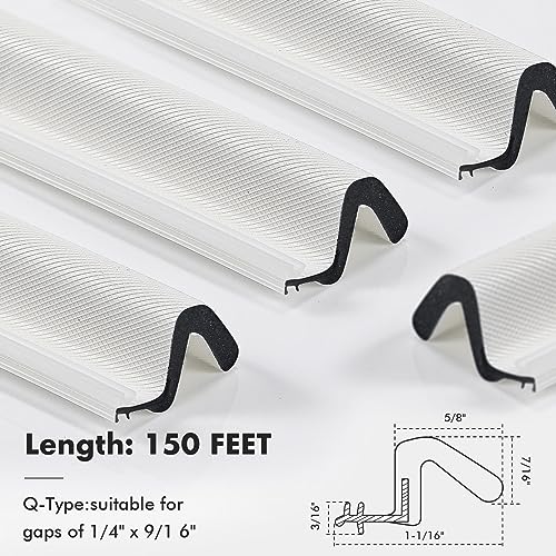 BBTO Weather Stripping Door Window Seal V-Shaped Foam Kerf,150 Feet,White - color: White, size: 150 Feet