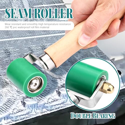 Seam Roller, Silicone Seam Roller Roofing, Smoothing Roofing Tools, Seam Roller for Quilting, Sewing, Wallpaper, Roller Tool for PVC/TPO/EPDM Single Ply Roofing Tape (Green) - color: Green