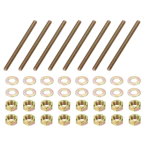 PATIKIL 1/4" x 3-1/4" Color Zinc Fully All Thread Rod, 8 Pcs Carbon Steel Long Threaded Screw Stud Bolts for Furniture Garden Mounting Assembly Fastening - size: 1/4" x 3-1/4"