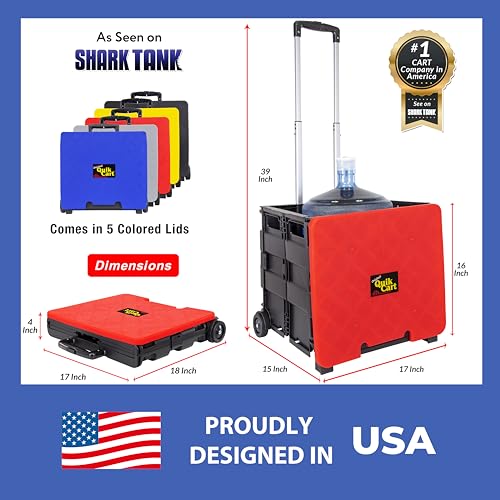 dbest Products Quik Cart Standard Collapsible Rolling Crate - Red Lid - color: Red, style: Standard