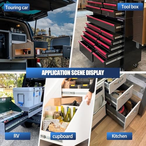 Thickened 200Lbs Heavy Duty Drawer Slides 1 Pair 32 Full Extension Ball Bearing Sliding Rails Kitchen Cabinet RV Runners Shelf Tool Box Tracks Glides (1/2" Thick, 32" L) - size: 32inch, style: W:51mm