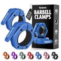 DMoose Fitness Barbell Clips 2 Inch (Pair) - Quick Release Olympic Barbell Clamps & Collars with Anti Slip TPR Grip for Secure Weightlifting and Powerlifting - Weight Clips for Bars at Home or Gym - color: Navy, style: Non Magnetic