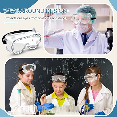 Macarrie 50 Pcs Anti-Fog Protective Safety Goggles Soft Lightweight Adjustable Splash for Nurse Medical Chemistry Worker - color: Black