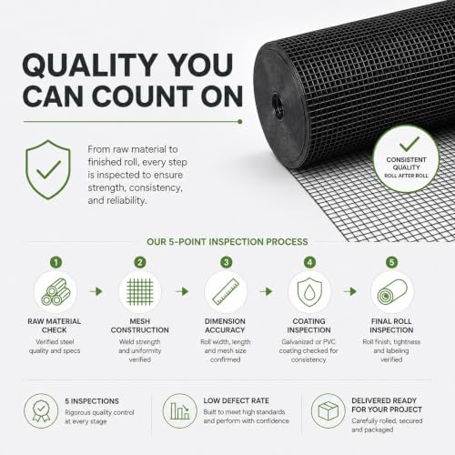 GoldPeak Black Hardware Cloth 1 inch Mesh 36'' x 100' 17-Gauge - size: 1x1 inch 36''x100'