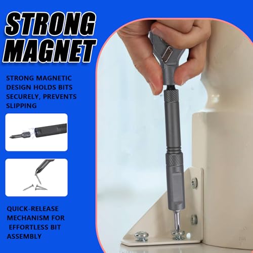 24 in 1 Magnetic Ratchet Screwdriver Set with Detachable T-Handle - color: Grey, size: 24 in 1