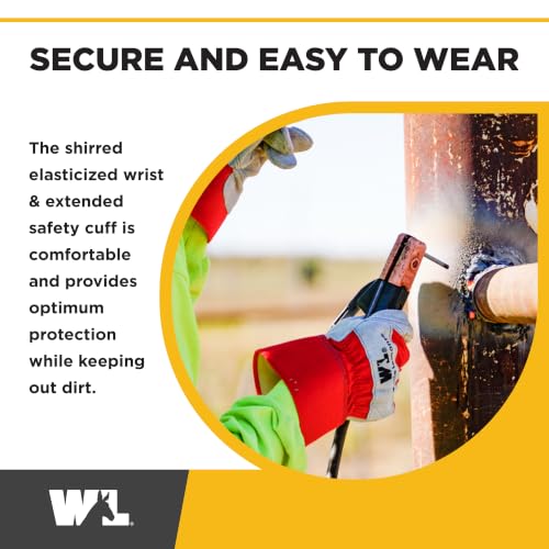 Wells Lamont Leather Work Gloves with Safety Cuff, Double Palm, Split Cowhide, Large (4050) - size: Large (Pack of 1)