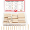 smseace Wooden Dowel Pins with Tapered End with Bevel Angle Groove Wood Pegs - 9 Sizes 6/25inch 5/16inch 3/8inch(6mm, 8mm, 10mm) Used for Crafts, Furniture, Door, DIY - size: 200Pcs - 9 Sizes