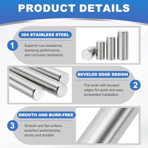 uxcell 128Pcs M2 x 40mm Dowel Pin, 304 Stainless Steel Cylindrical Dowel Pins, Shelf Support Pegs Rod Fastener for Cabinet Furniture DIY Installation Industry Mechanical - size: M2 x 40mm