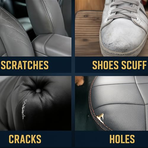 Leather Filler for Filling or Repairing Holes, Tears, Cracks, Scratches, for Leather Car Seats, Furniture, Shoes- Flexible with Applicator (100mL)