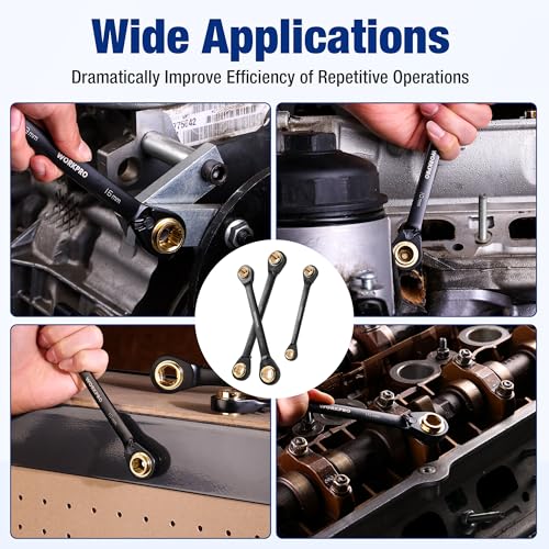 WORKPRO 3 PCS 4-in-1 Reversible Ratcheting Wrench Set, Metric, Anti-Slip - style: Metric