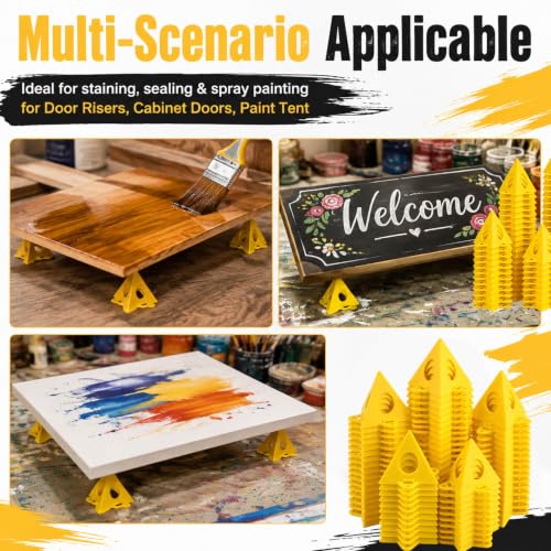 RUGLAMZHIP 40PCS Painters Pyramids, Painters Pyramid Stands. | Painter's Stands & Mini Tripods for Door Risers, Cabinet Doors, Paint Tent, Woodworking Tools, Cabinet Pouring Accessories - style: Yellow-40pcs