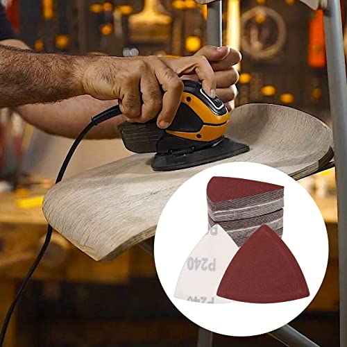 120 Pcs Triangle Sanding Pads, 240 Grits Detail Sander Sandpaper Hook and Loop Sanding Sheet,3-1/8"(80mm) Triangular Sandpaper for 3-1/8" Oscillating Multi Tool, No Holes - size: 240 Grit, style: No Hole
