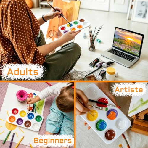 21 PCS Rectangular Paint Tray Palettes for Kids Paint Palettes with 8 Wells - color: 21pcs White