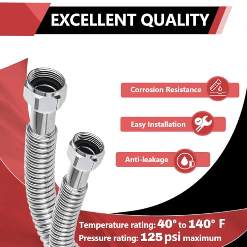 2piece EFIELD Flexible SS Corrugated Hose Connector,1" FIP x24"Length - size: 24"L(1" FIP)