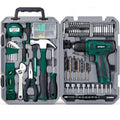 Hi-Spec 8V USB Power Drill Driver and Home Tool Kit with Toolbox Set, Green - color: Green, size: 70-Piece