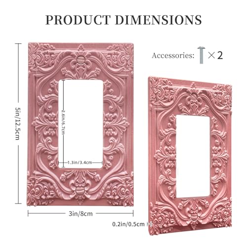 Decorative Outlet Covers Pink Flower Elegant 3D Floral Embossed 1 Gang Rocker Light Switch Cover Plate Single Decora Light Switch Covers Wall Plate Faceplate for Bedroom Home Decor - color: Pink, size: 1-Gang Rocker/5 x 3 IN