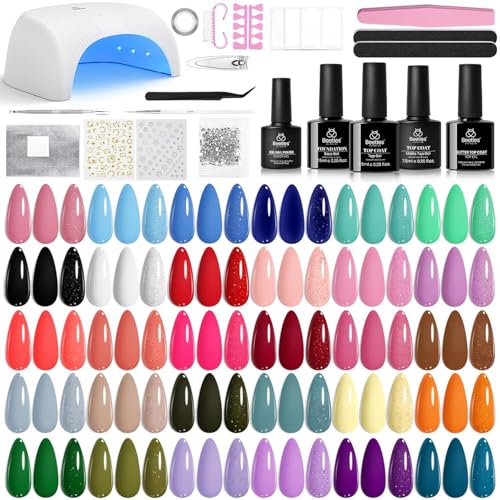 Beetles Gel Nail Polish Kit with U V Light - 32 Colors Gel Polish Kit 54Pcs - color: Four Seasons Glow - 32 Colors (54 Pcs)