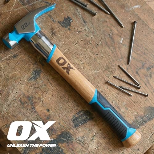 OX 22 oz Framing Hammer Milled Face with Rubber Grip Wood Handle Hammers with American Hickory - Claw Martillos De Construccion - style: 22-oz Hammer + Steel shaft & Grip