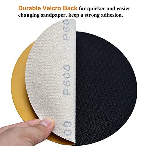6-Inch No-Hole Hook and Loop Gold Sanding Discs 600-Grit, 100-Pack - size: 600 Grit