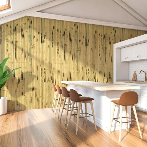 Art3d 48 x 96 in Pole Wrap Natural Bamboo Wall Panel, 1-Pack, Light Burned - color: Light Burned, size: 1-48 inches x 96 inches