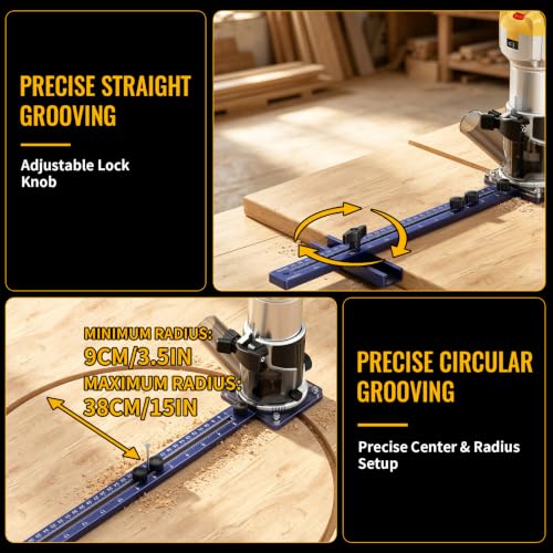 GRENPRO 4-in-1 Router Circle Cutting Jig for Trim Routers Sled Templates - color: Violet Blue