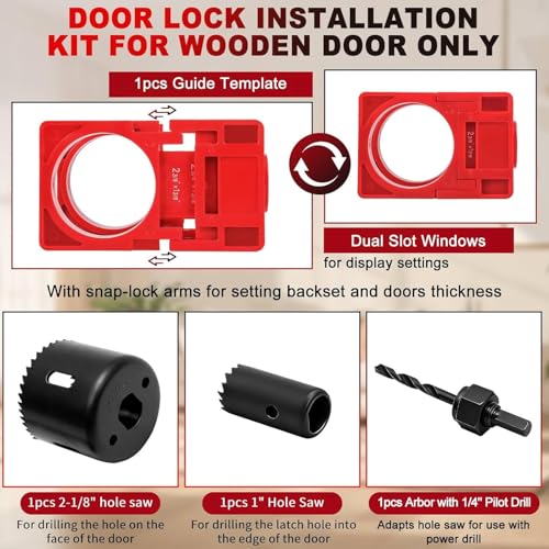 3-1/2" Fixed Size Door Hinge Jig for Door and Jamb, Aluminum Alloy - size: 3.5 in with Door Lock Kit