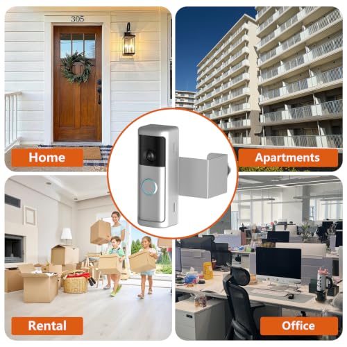 Yaluyo No-Drill Doorbell Mount with Rain Cover, Anti-Theft Door Kits - style: 2026 battery doorbell 2nd Silver