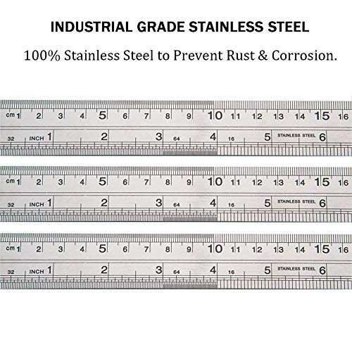 ZZTX Metal Ruler 12 Inches Stainless Steel 1 Pack | Rust-proof, Straight edge, Precise markings, Clear read