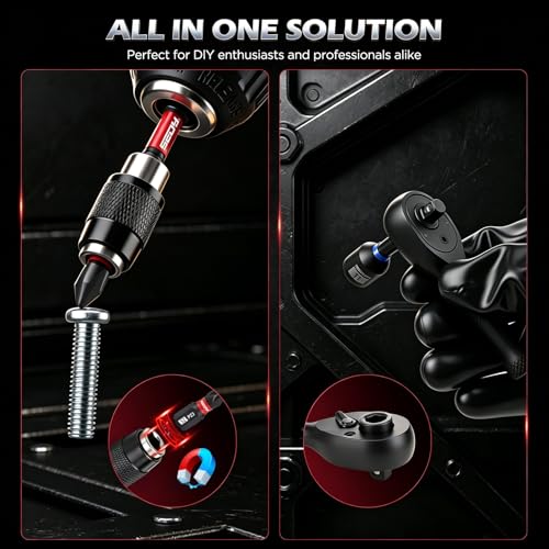 59-Piece Magnetic Nut Driver Bit Set, SAE and Metric Nut Drivers with Screwdriver Bits, Ratchet Wrench, Quick-Change Bit Holder and Storage Case for Automotive Repair, Home Repair and DIY Projects - color: 59 Pcs Compact Ratchet Kit(new Version)