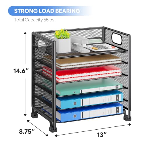 Simple Trending 6-Tier Paper Tray Organizer, File Organizer for Desk, Black - size: 13" x 8.8" x 14.6"