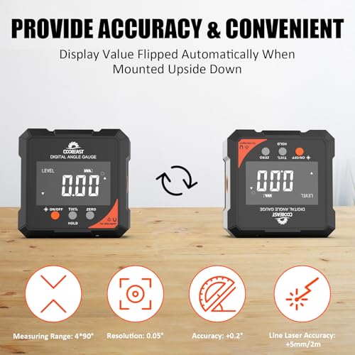 Digital Angle Finder with Laser 4-side Magnetic Angle Gauge Rechargeable - color: Grey