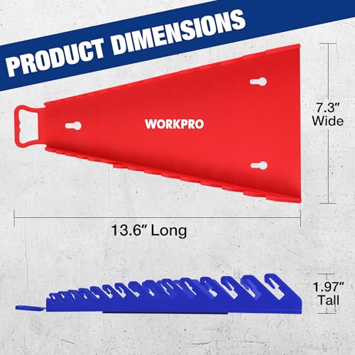 WORKPRO Magnetic Wrench Organizer, 15-Slot Gripper Wrench Holder - style: 15-Slots Wrench Organizer(2PC)