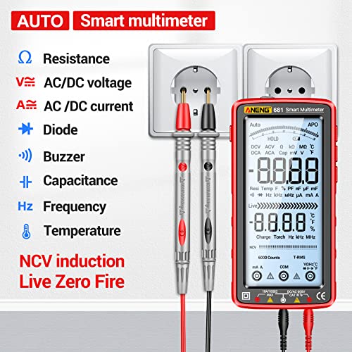ANENG Digital Multimeter, TRMS 6000 Count, Smart, NCV Rechargeable Tester - style: 681 Backlit Screen