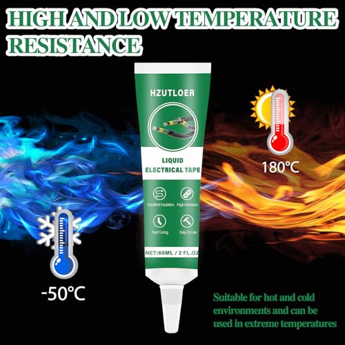 4 OZ (120Ml) Liquid Electrical Tape, 2PCS 60 ML Insulating Electrical Tape Adhesive, Self-Tip, Waterproof, Fast Drying, High Temperature Resistant (Black)