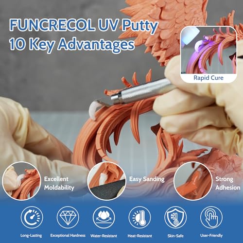 Plastic Putty - UV Light Curing Putty 365-405nm Fast Cure, Sand & Paint Ready, Opaque Multi-Surface Repair Filler for Crafts & 3D Prints, UV Putty 5g - size: 5g
