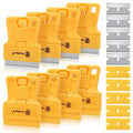 MulWark Razor Blade Tool Set, 8-Pack Mini Plastic Scrapers with 5 Plastic & 5 Metal Blades - Paint Remover, Window Cleaner, Glass Tool, Oven Cleaner, Blade Remover