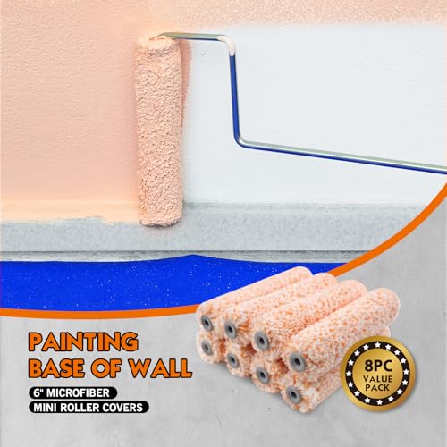 ROLLINGDOG 6" Paint Roller Covers Microfiber Paint Roller Sleeves - color: 8PC Microfiber Roller Sleeves