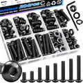 mxuteuk 204PCS M6 Screws,M6x8/10/12/16/20/25/30/35mm Hex Button Head Cap Bolts with Nuts & Washers,10.9 Grade Alloy Steel Black Zinc Screws Assortment Kit for 3D Printing,DIY - size: 204PCS M6