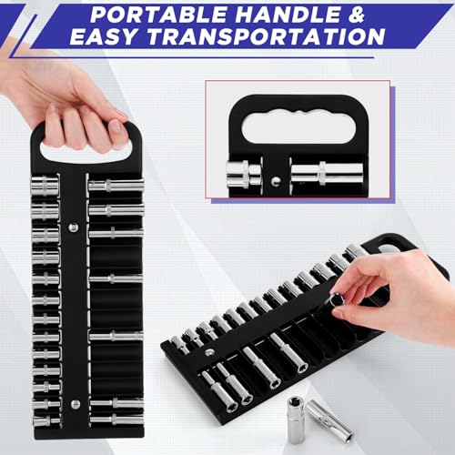 6 Pcs Magnetic Socket Organizer Holder Case Rail Rack for 1/2'', 3/8 '', 1/4'' Drive, Securely Holds 152 Sockets (Black,Green) - color: Black,Green