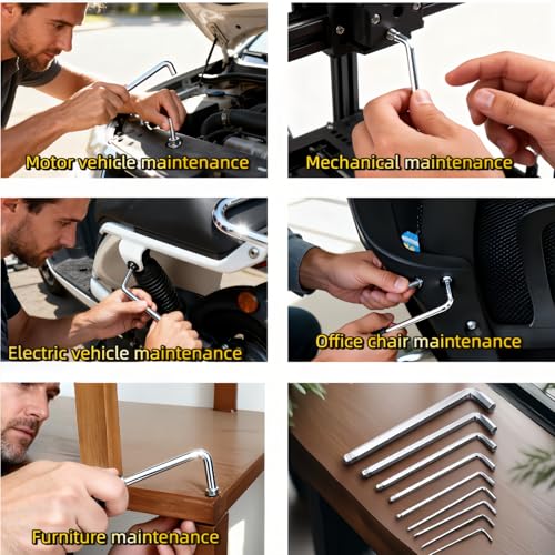 Professional 9-Piece Ball End Hex Key Set, Chrome Vanadium Steel L-Wrenches, 1.5-10mm Metric Sizes, Industrial-Grade with Storage Case for Automotive, Motorcycle, DIY Repair (M) - size: M