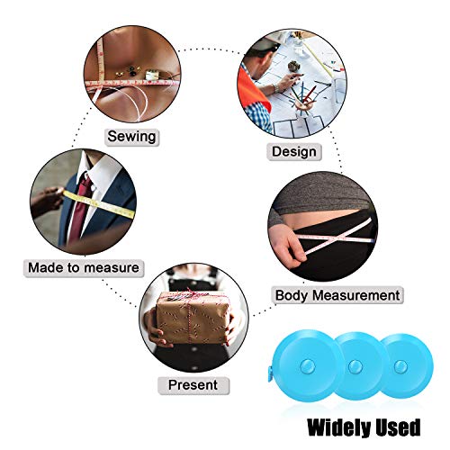 DiCUNO 3-Pack Soft Retractable Measuring Tape, 60-Inch 1.5 Meter, Sky-Blue - color: Sky Blue*3pcs