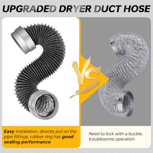 MATEWORK 3FT Dryer Vent Hose 4 Inch, Heavy Duty Flexible Aluminum Duct - color: Dark Grey, size: 4 inch 3 Feet