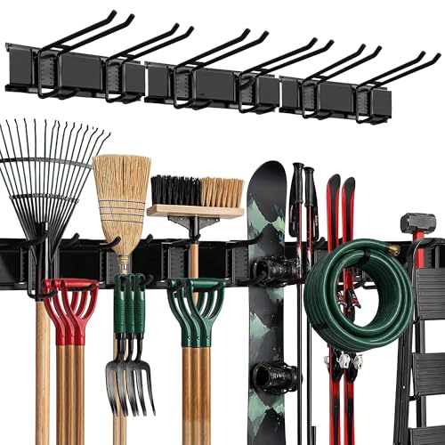TIDYME Garage Wall Organizer, Shovel Holder Wall Mount, 48" Double Hooks - size: 48" (0 Shelves)