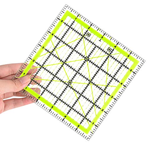 UOOU 6 Inch Square Quilting Ruler Fabric Cutting Ruler Sewing Ruler - color: Green-Medium