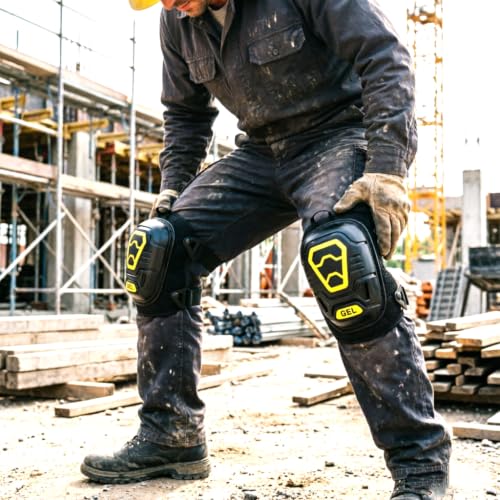 1 Pair Professional Gel Knee Pads for Work with Soft Foam and Gel Cushion — Perfect for Construction