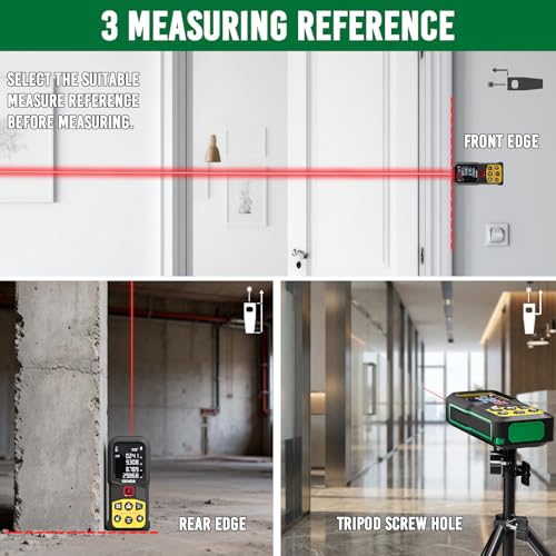 SENDA Laser Measure, 197Ft Digital Laser Measurement Tool with LCD Backlit Display, 1/16in Accuracy, in/Ft/Ft+in/M, 20 Sets Data Storage, Laser Distance Meter, Pythagorean Mode Distance/Area/Volume