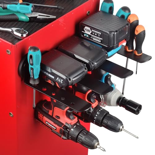 MUTUACTOR Power Tool Organizers and Storage Garage Drill Drivers Shelves Magnetic Mount 4 Slots,Heavy Duty Magnetic Racks and Shelving Utility Storage Holder for Garage Warehouse - style: Power Tool Organizer 4 Slots