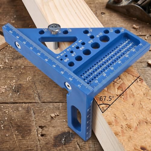 3D Multi-Angle Carpenter Square, 45/90 Plastic Layout Ruler, Blue - color: Blue