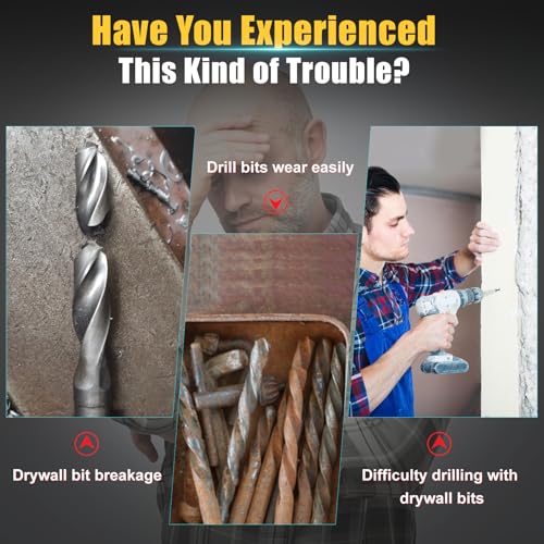 Upgrade 50 Pcs Drywall Bit, 5/32 Inch Drywall Drill Bit for Wood, Drywall Cutting Bit, Drywall Guide Point Cutting Bits, Drywall Router Bits for Use with Spiral Saw - size: 5/32 inches